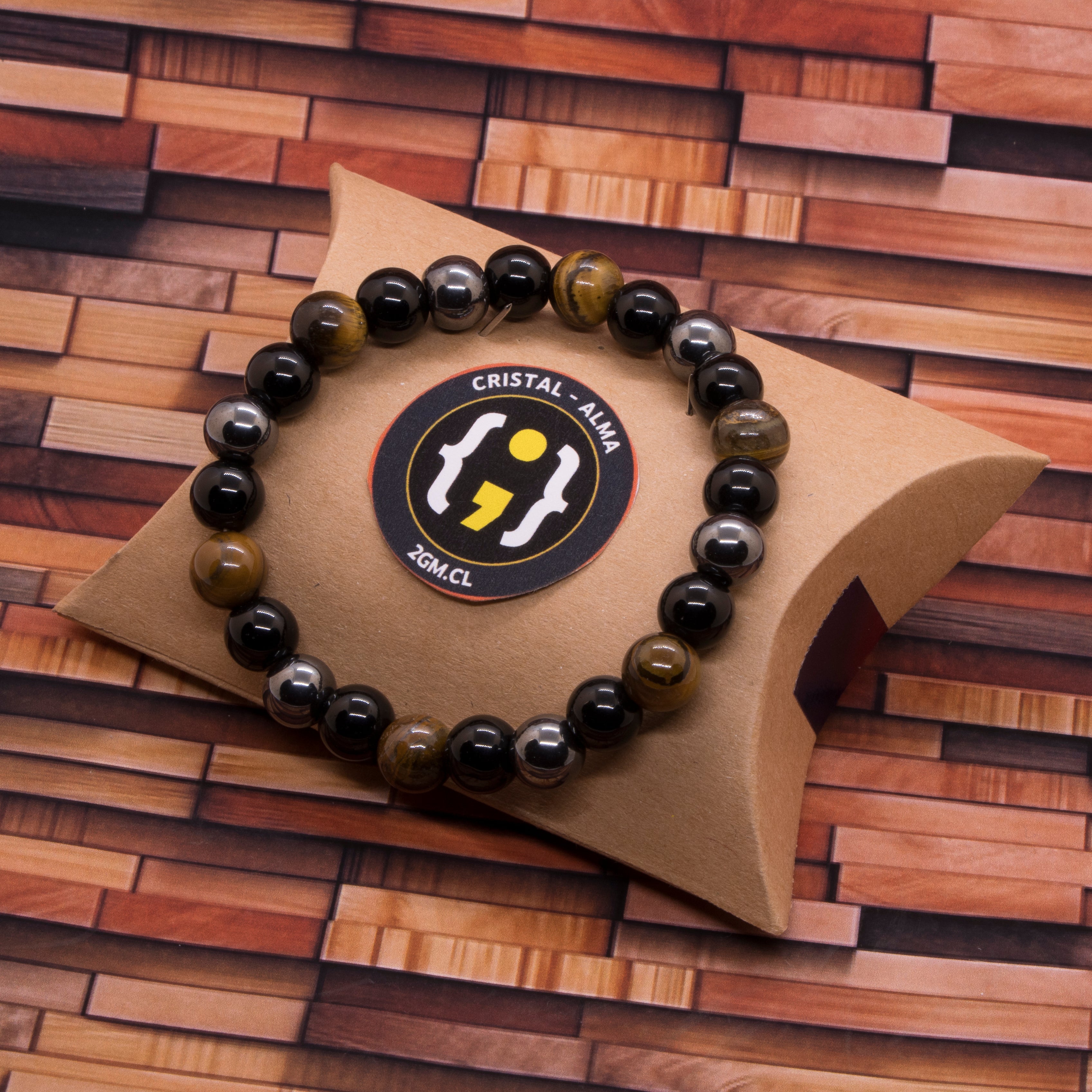 Pulsera de ojo de tigre, hematita y obsidiana
